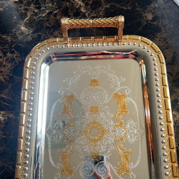 ARAB STYLE GOLDEN SERVING TRAY WITH HANDLES - Picture 6 of 6